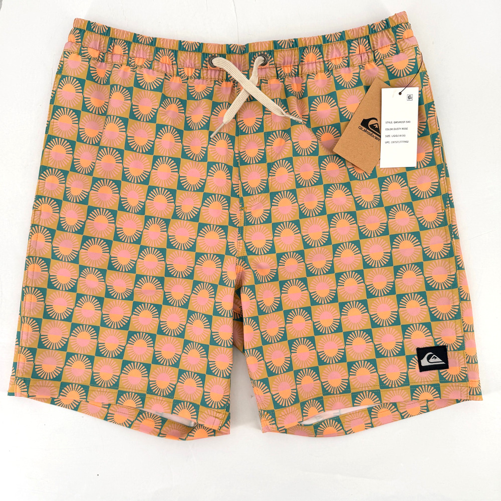 Quiksilver Surfsilk Mix Volley Swim Trunks Boys Size X-Large 6" Dusty Rose